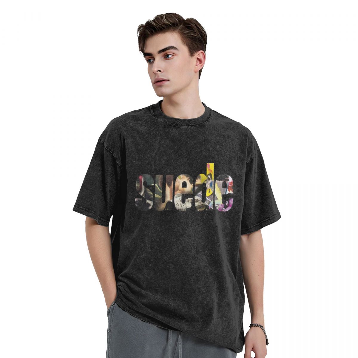 Summer Clothing London - The London Suede Band T-Shirt pakaian