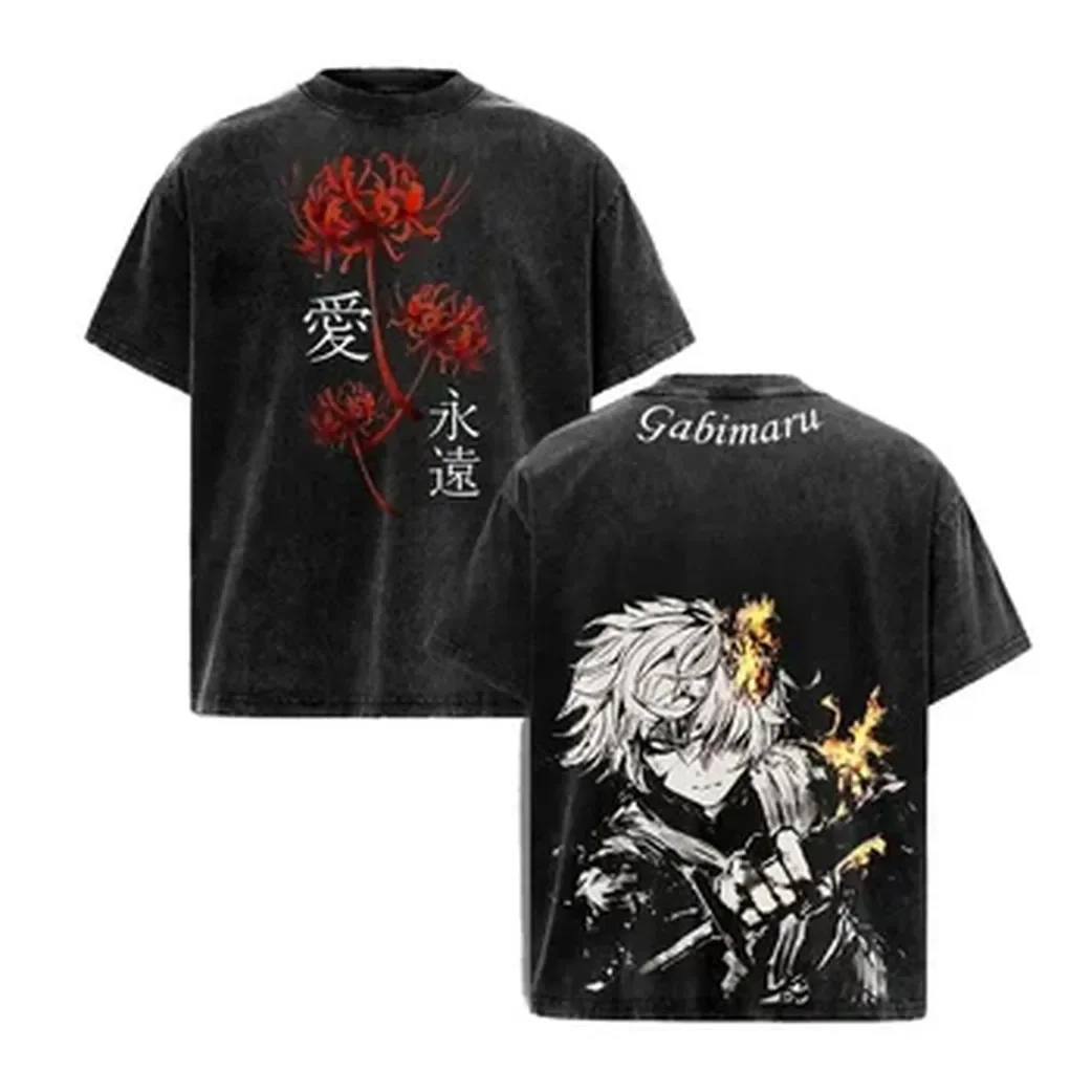 Vintage Summer Clothing Men - Kaos Anime Jepang Hell's Paradise Gabimaru