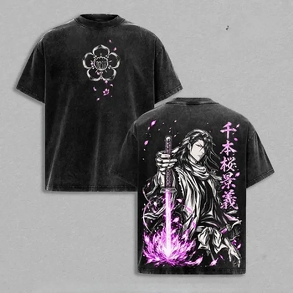Vintage Summer Clothing Men - Kaos BLEACH Kuchiki Byakuya Anime Vintage