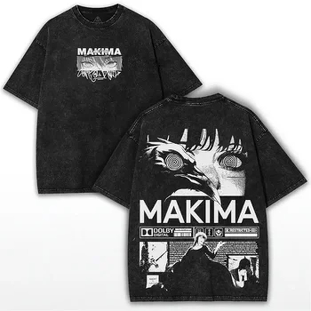 Vintage Summer Clothing Men - Kaos Manga Chainsaw Man Makima Pakaian