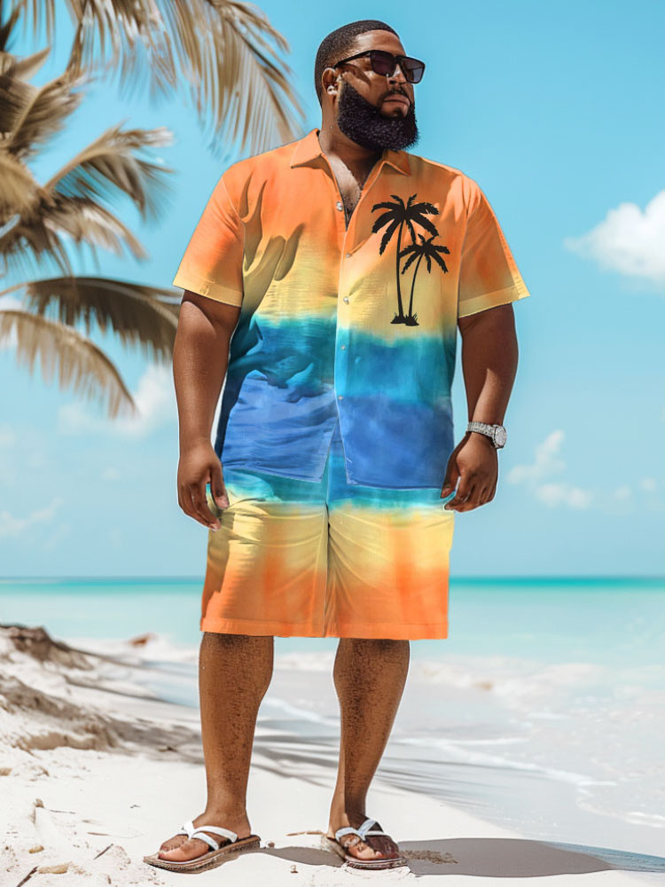 Beach Shirt Hawaiian - Setelan Kemeja Pria Motif Pohon Kelapa