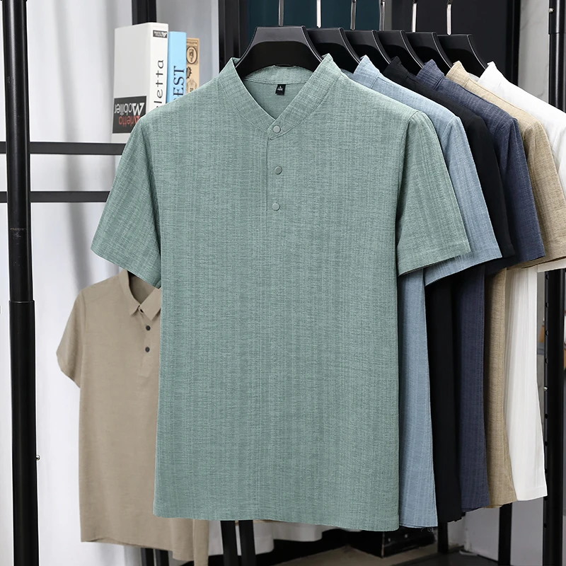 Summer Clothing Types - Kemeja Pria Kerah Mandarin Setengah Kancing