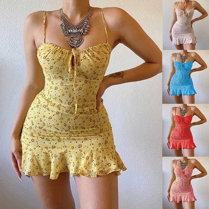 Summer Clothing Zara - Gaun kamisol bunga kecil wanita, gaun