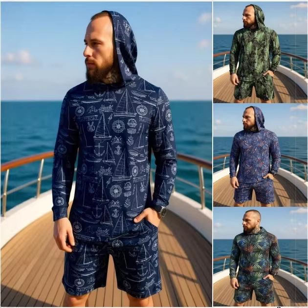 Summer Clothing Types - Setelan Dua Potong Hoodie Unisex Motif