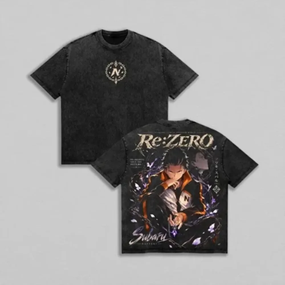 Vintage Summer Clothing Men - Kaos Anime Natsuki Subaru Re:Zero Harajuku