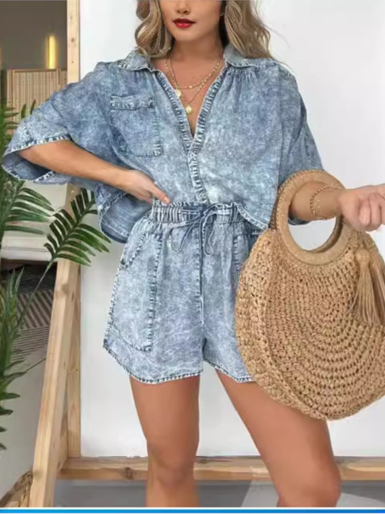 Summer Clothing Zara - Setelan celana pendek Denim Vintage wanita,
