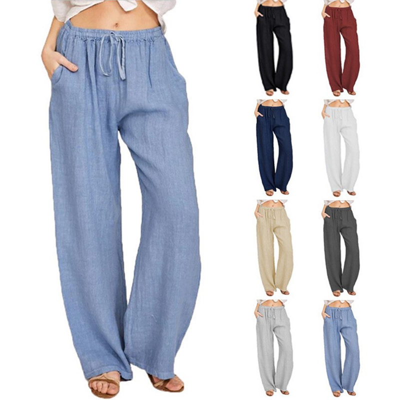 Summer Clothing Zara - Celana olahraga wanita katun Linen, celana