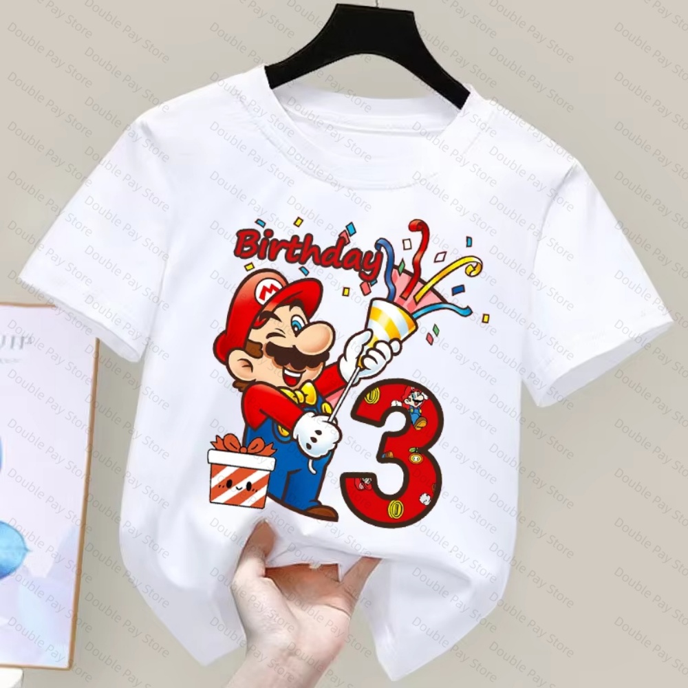 Summer Clothing Kids Boys - Kaos Anak Motif Kartun Mario dengan