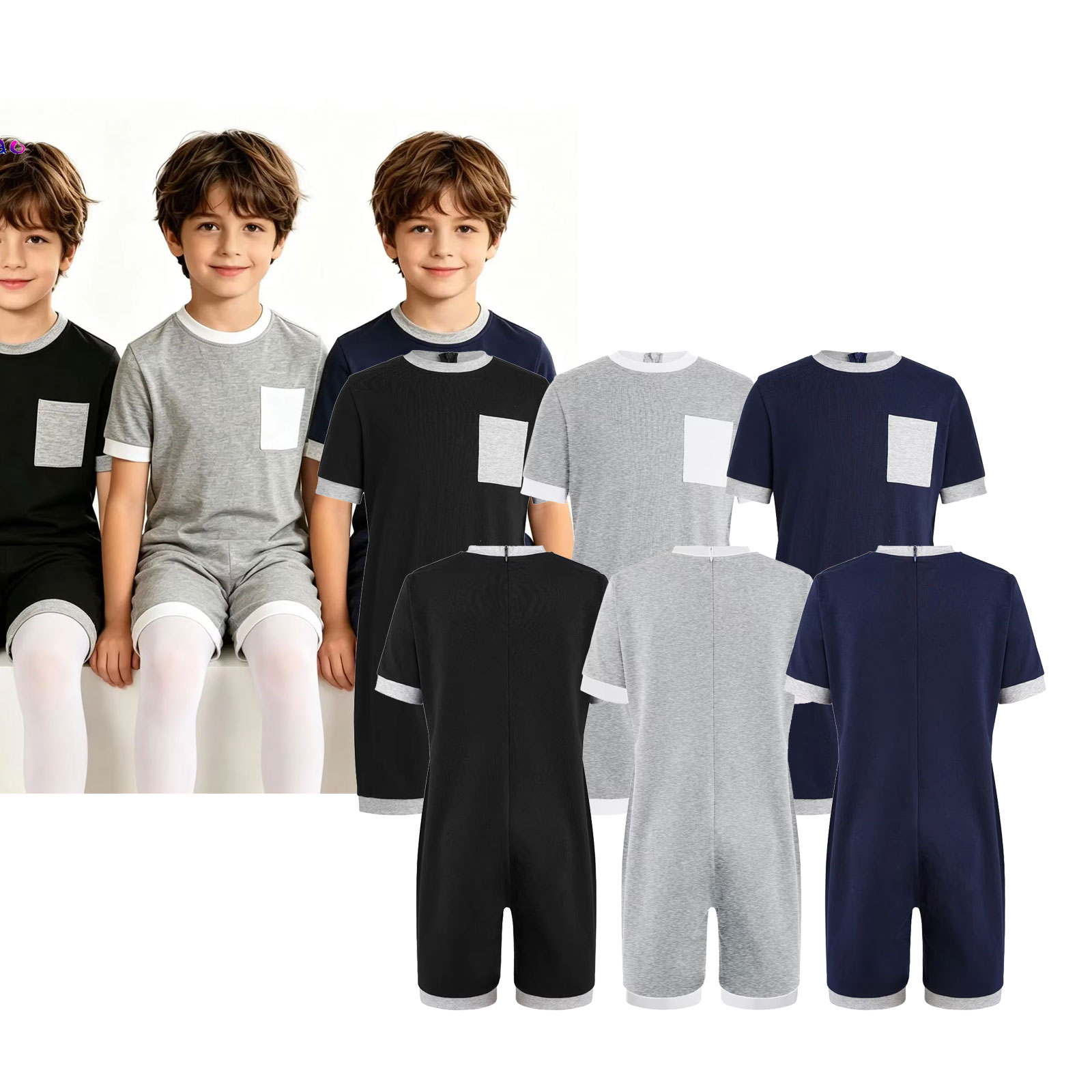 Summer Clothing Kids Boys - 3Pcs Pakaian Adaptif Kebutuhan Khusus Anak