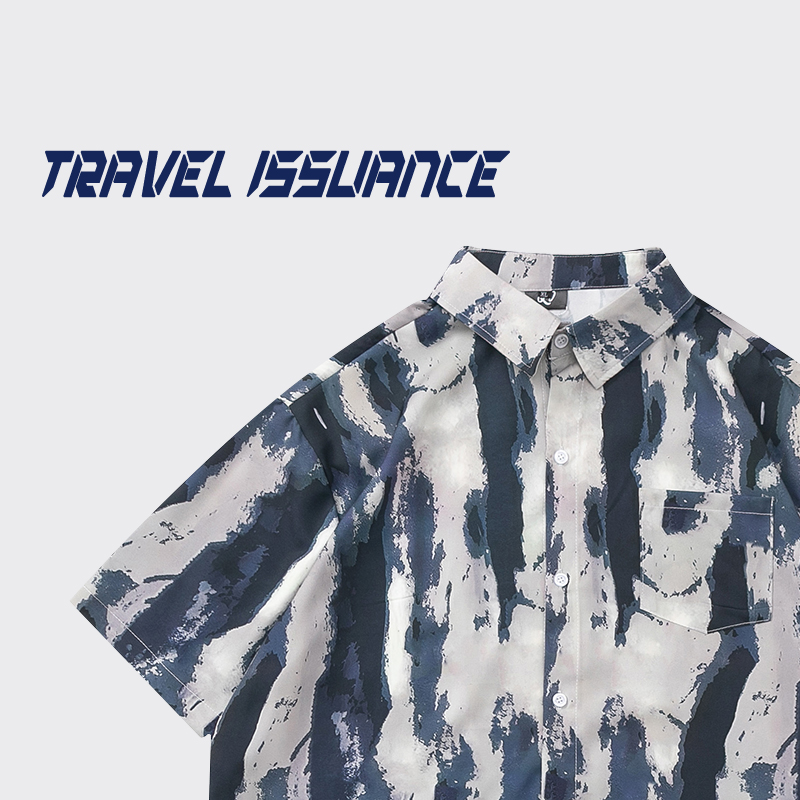 Summer Clothing Drawing - Kemeja Lengan Pendek Longgar Motif Seni