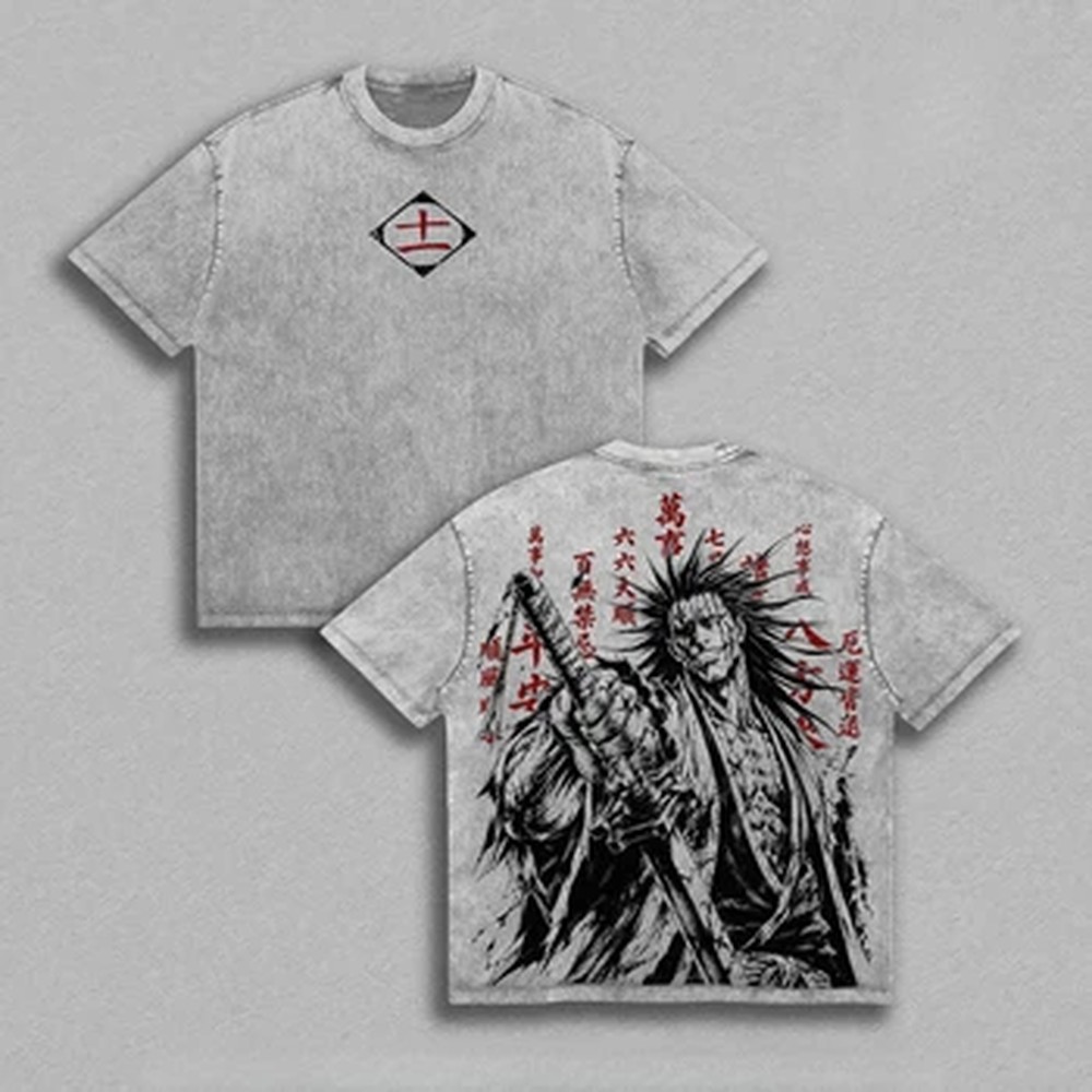 Vintage Summer Clothing Men - Kaos Anime BLEACH Zaraki Kenpachi Vintage