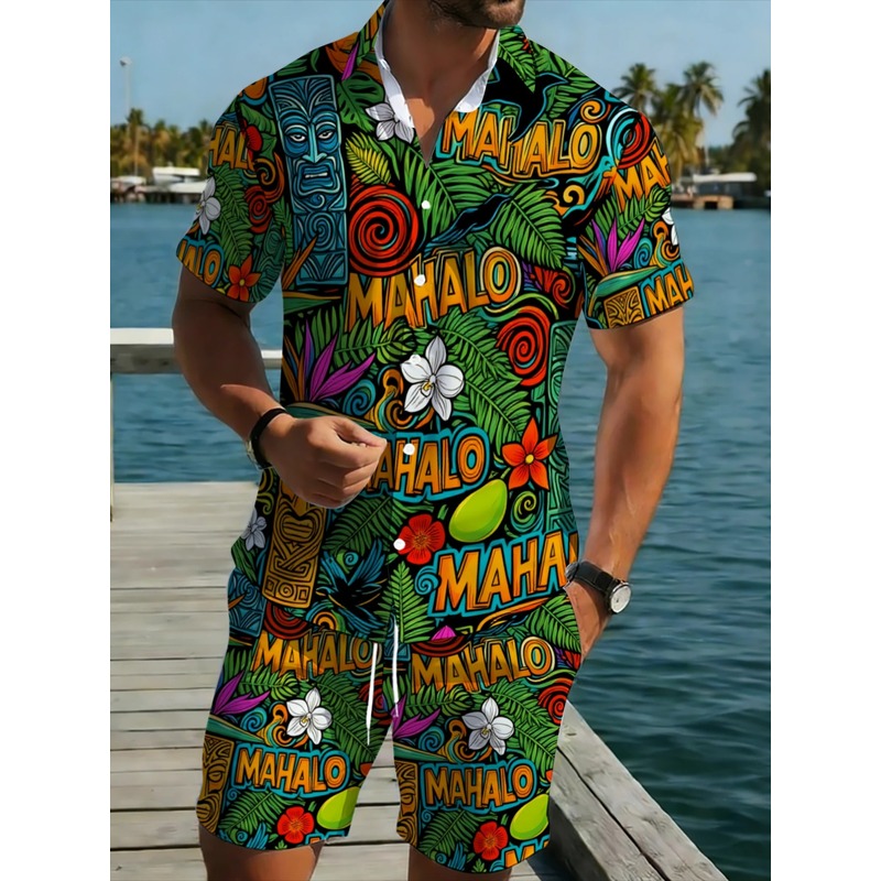 Setelan Kemeja dan Celana Pend - Beach Shirt Hawaiian ulasan dan harga