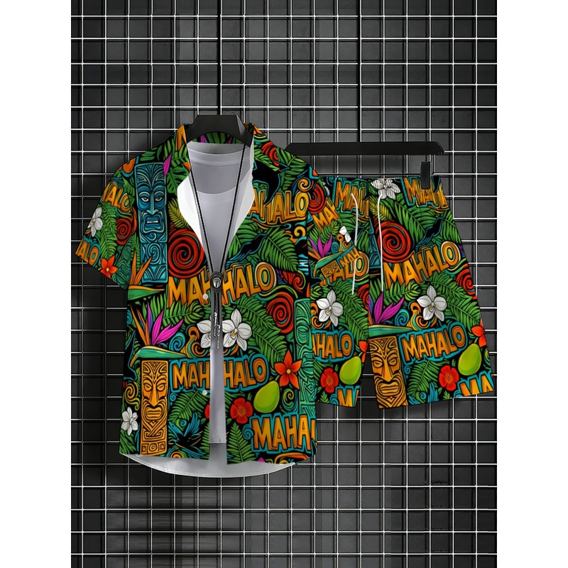 Setelan Kemeja dan Celana Pend - Beach Shirt Hawaiian ulasan dan harga