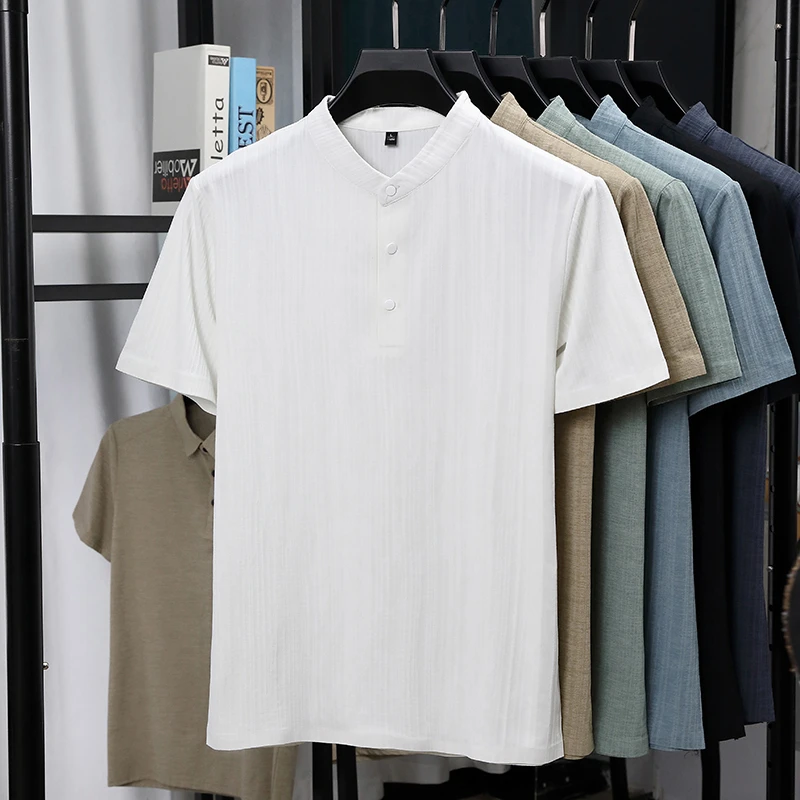 Kemeja Pria Kerah Mandarin Set - Summer Clothing Types ulasan dan harga