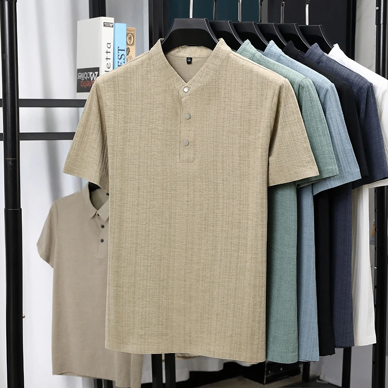 Kemeja Pria Kerah Mandarin Set - Summer Clothing Types ulasan dan harga