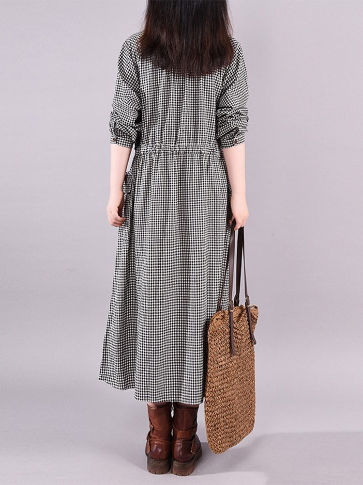 Gaun Vintage modis kotak-kotak - Summer Clothing Drawing ulasan dan harga