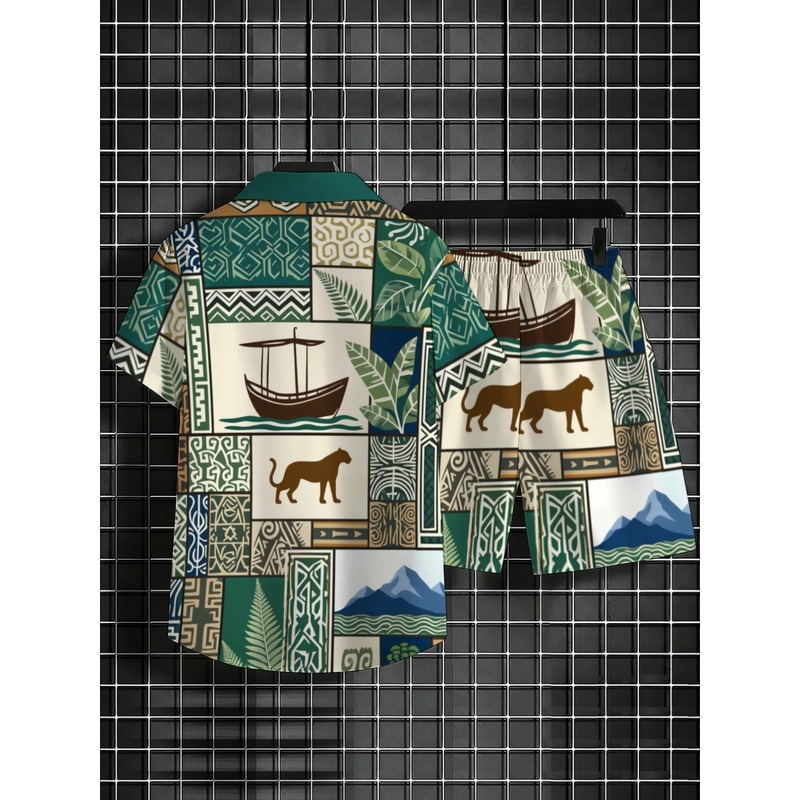 Setelan Pria Kasual Dua Potong - Beach Shirt Hawaiian ulasan dan harga